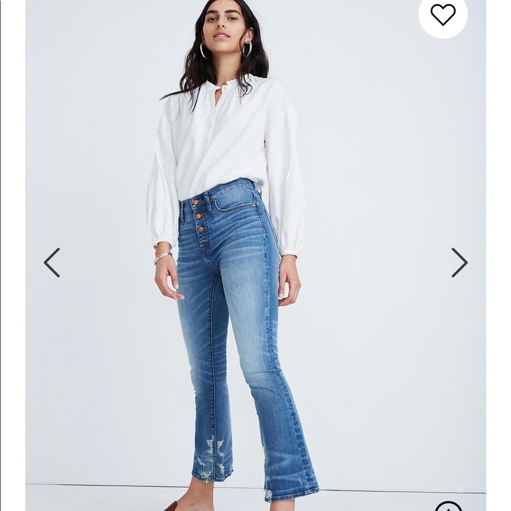 Madewell Cali Demi boot cut button front wash blue denim  jean pants 24